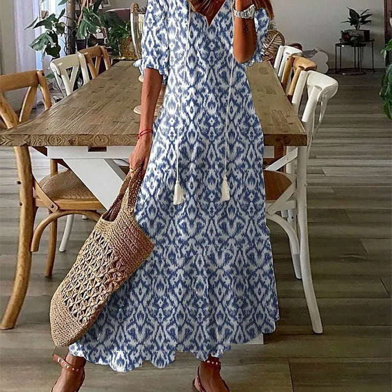 Beatrice - Boho-Kleid - Blau - - Cow Clothing
