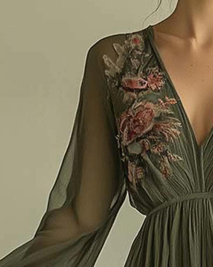 Trendy chiffon dress with elegant print - - Dress - Concept Fashionlab