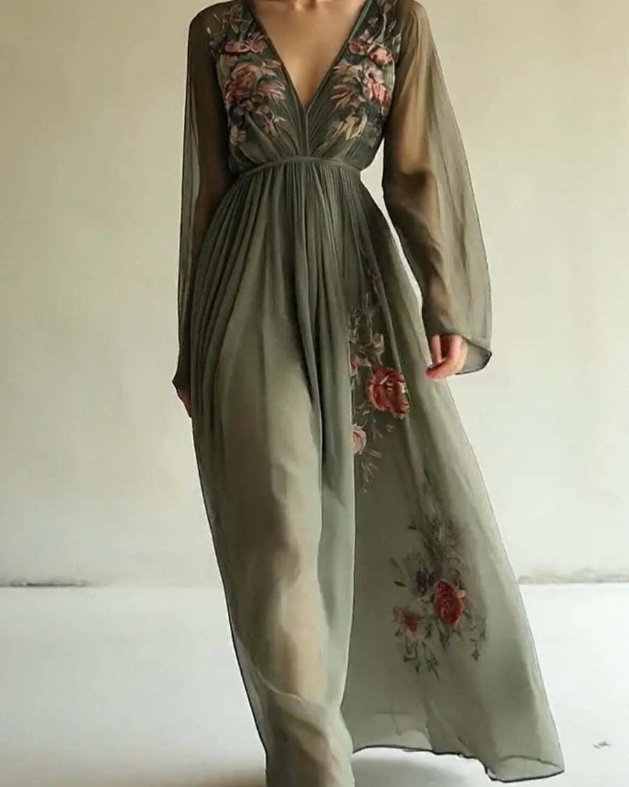 Trendy chiffon dress with elegant print - - Dress - Concept Fashionlab