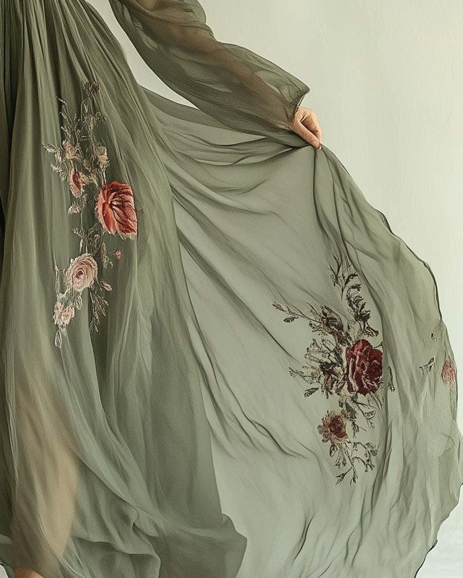 Trendy chiffon printed dress for an elegant look - - Maxi Dress - Concept Fashionlab