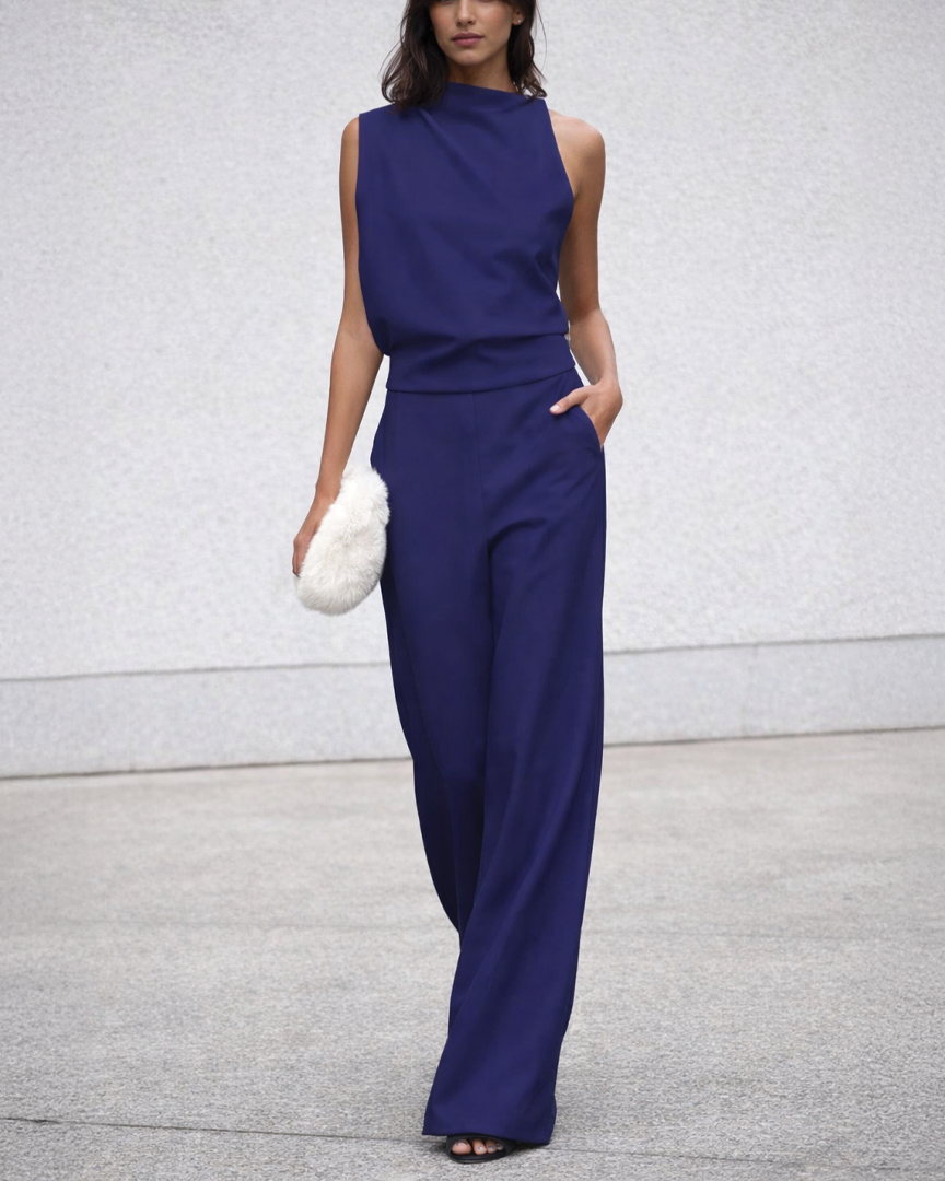 Clara - Eleganter ärmelloser Jumpsuit - Dunkelblau - Jumpsuit - Concept Fashionlab Boutique
