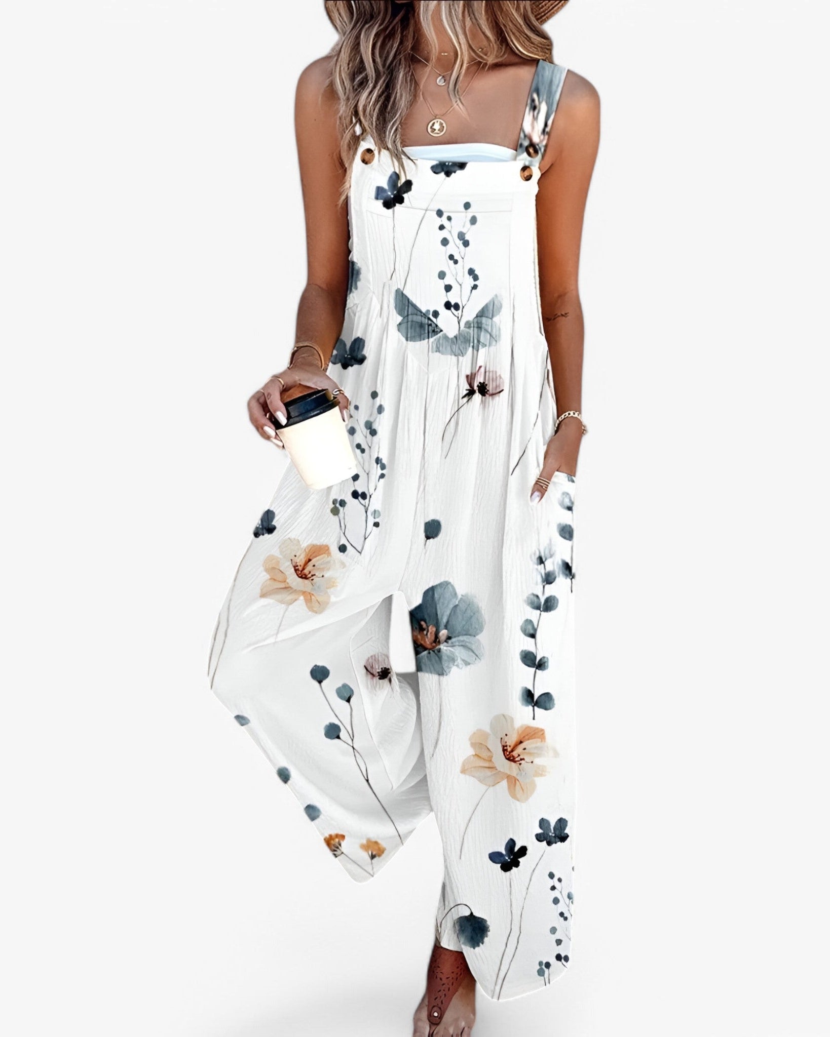 Ärmelloser Jumpsuit mit Blumenmuster Damen - - Jumpsuit - Concept Fashionlab