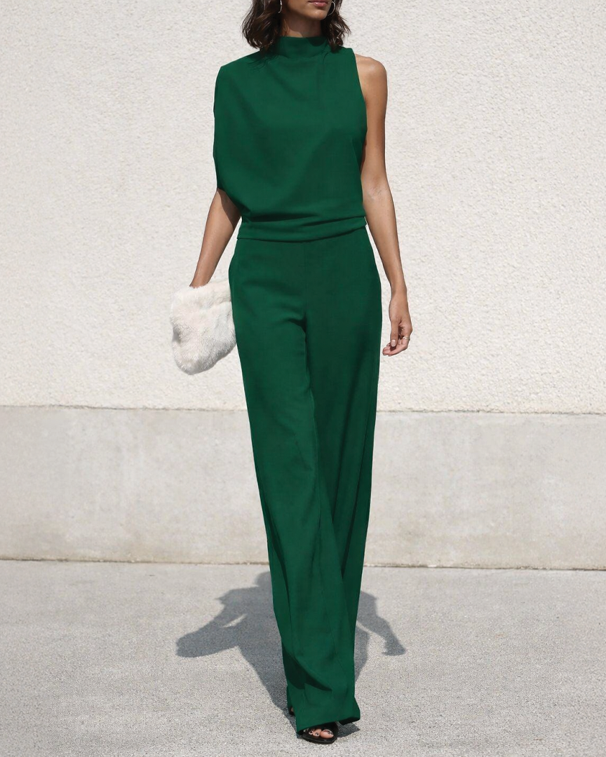 Clara - Eleganter ärmelloser Jumpsuit - Dunkelgrün - Jumpsuit - Concept Fashionlab Boutique