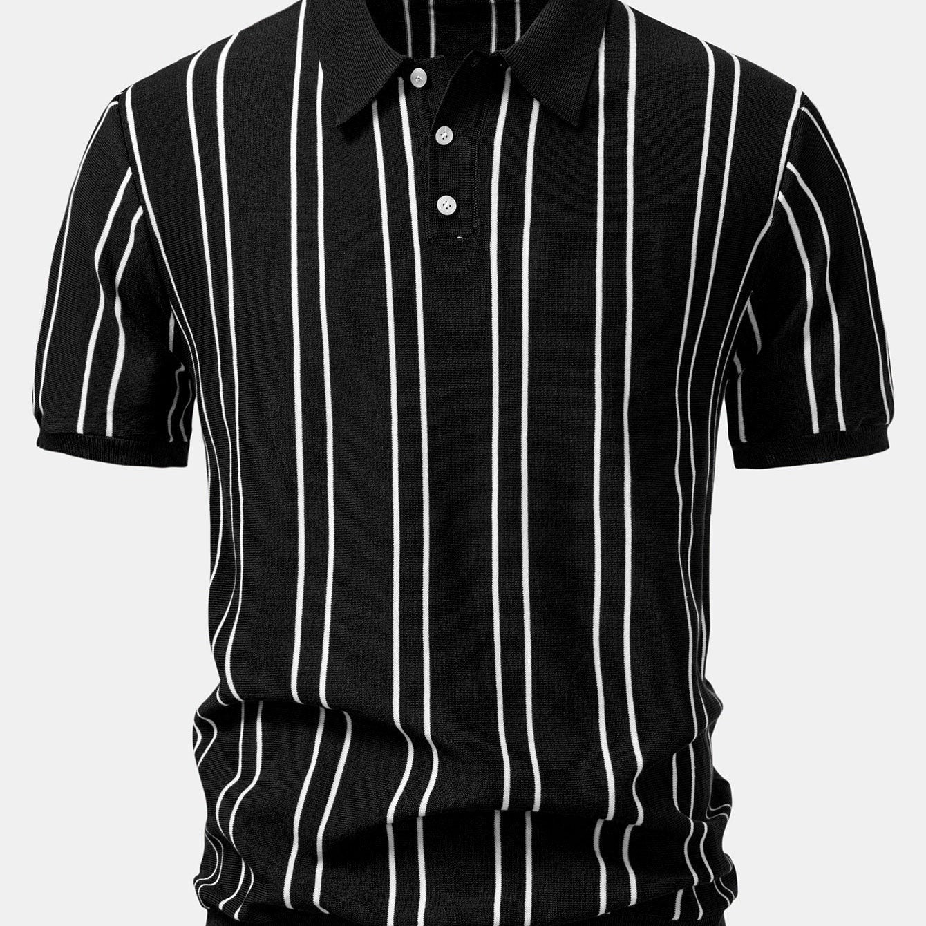 Herren Klassisches gestreiftes Strickpoloshirt