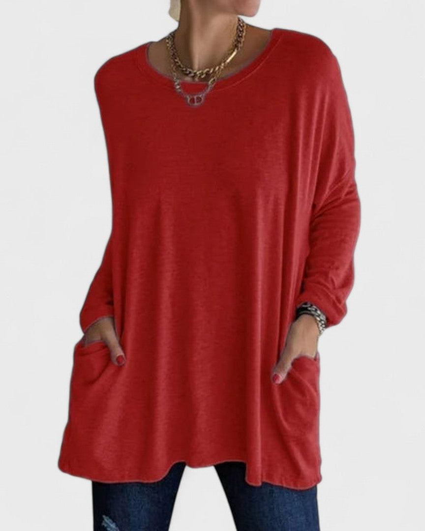 Bluse mit entspannter Passform Damen - Rot - Damen > Blusen - Concept Fashionlab