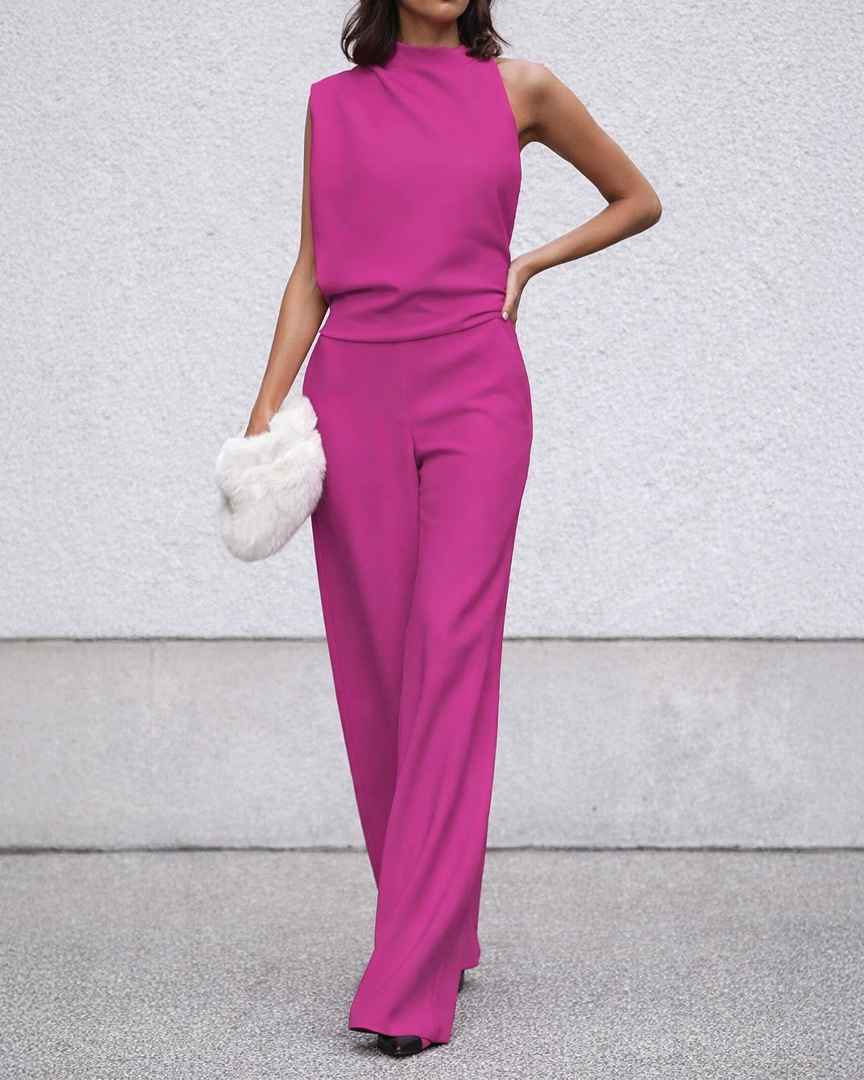 Clara - Eleganter ärmelloser Jumpsuit - Rosenrot - Jumpsuit - Concept Fashionlab Boutique