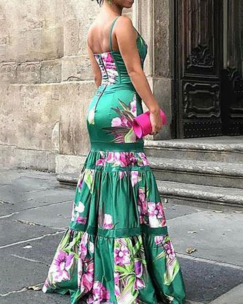 Zeitloses Maxi-Satin-Kleid mit bedrucktem Einsatz und Rückenträgern - - Maxi Dress - Cow Clothing