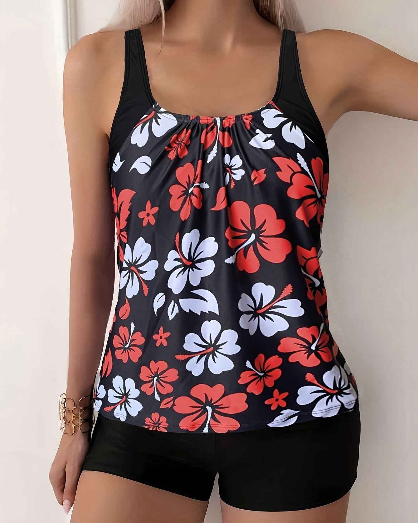 Elena Tankini-Set mit Blumenmuster – Lebhafte, schmeichelhafte Strandbademode