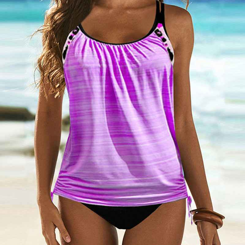 Augustus - Einfarbiger Tankini mit Leopardenmuster