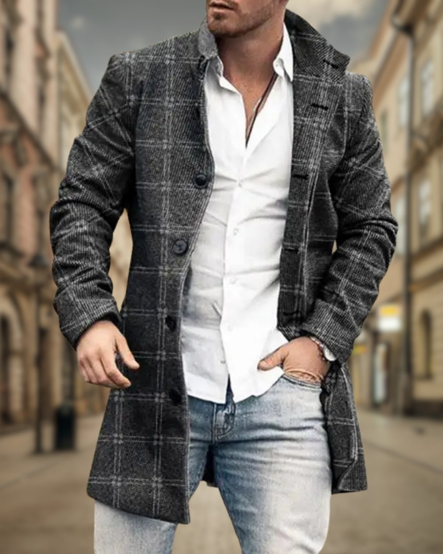 Adriano | Elegant and Timeless Coat Elegant | Elegant | Elegant - Light Gray Plaid (Almost Sold Out!) - Coat - Concept Fashionlab