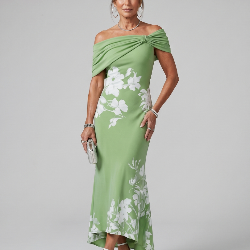 Evelina | Schulterfreies Midikleid