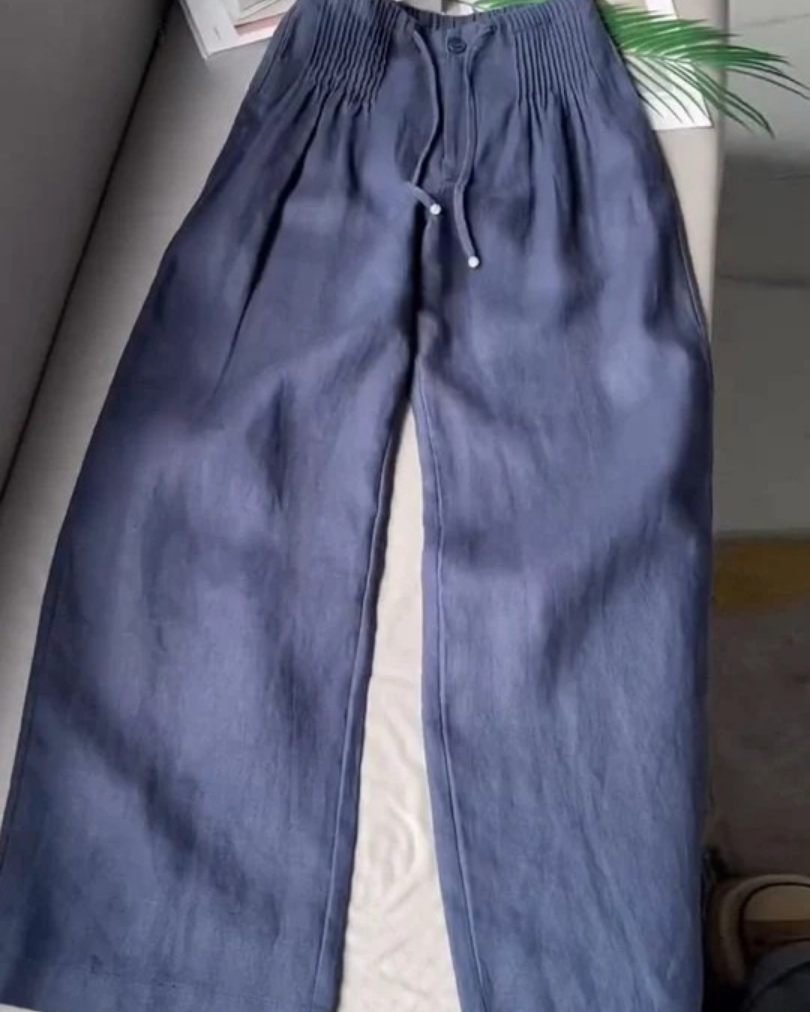 Effortless Relaxed Fit Wide-Leg Trousers - Navy Blue - Pants - Concept Fashionlab