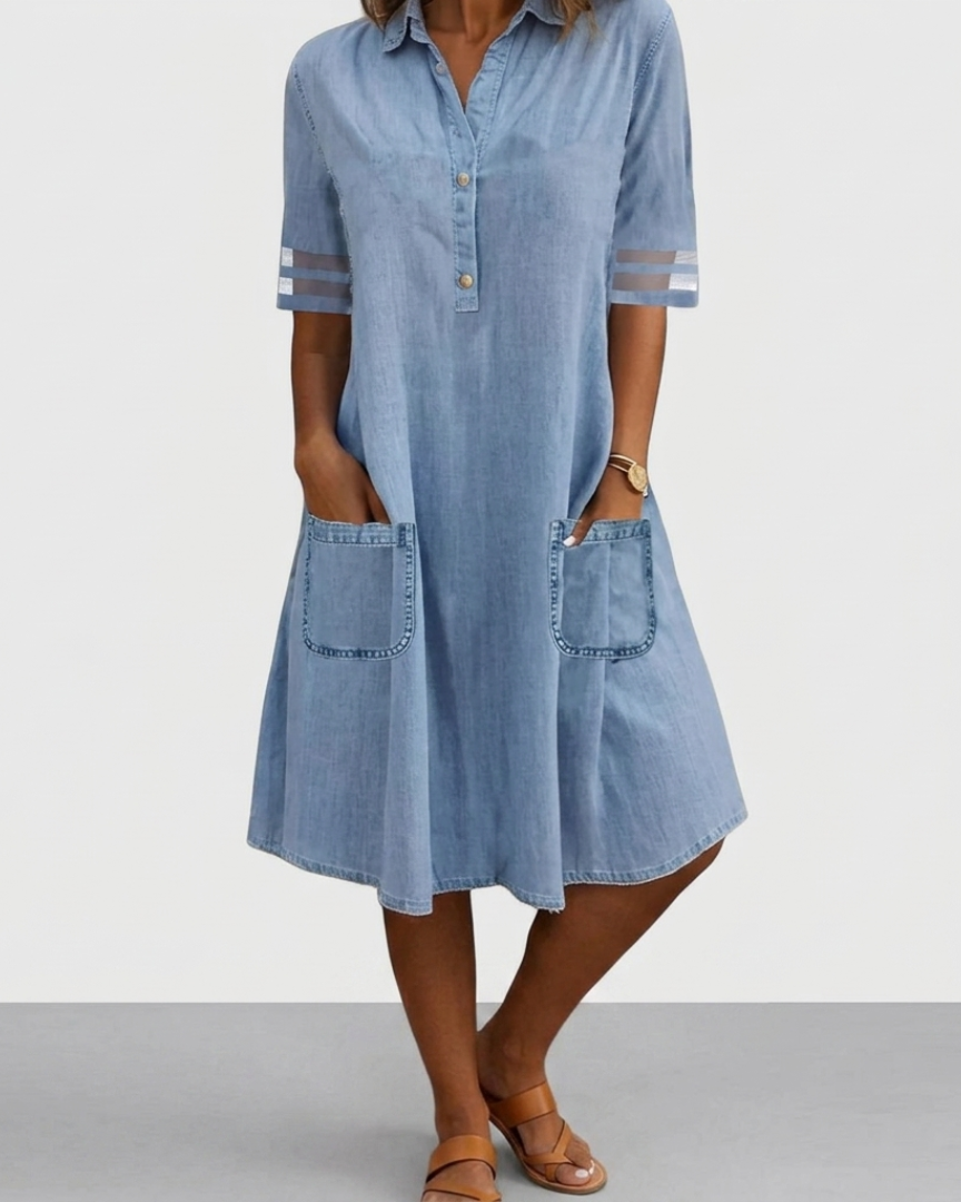 BRETAGNE | Figurschmeichelndes Jeanskleid - - Dresses - Ivy & Monroe New York