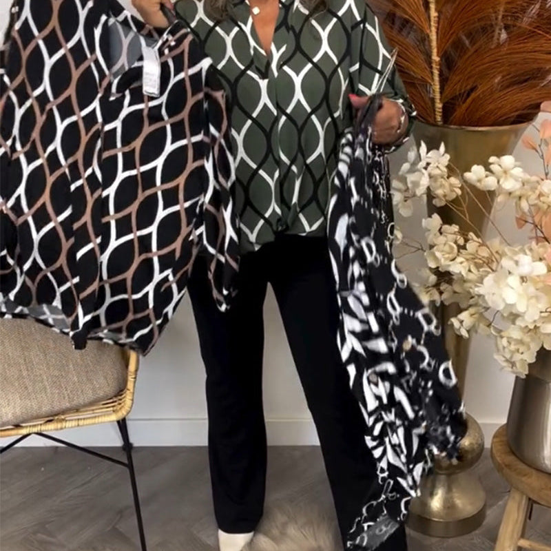 Bluse mit auffälligem grafischem Druck Damen