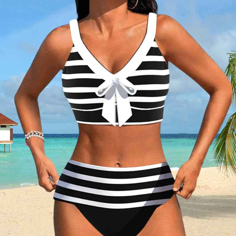 Muse® | Gestreifter Bikini mit hohem Bund