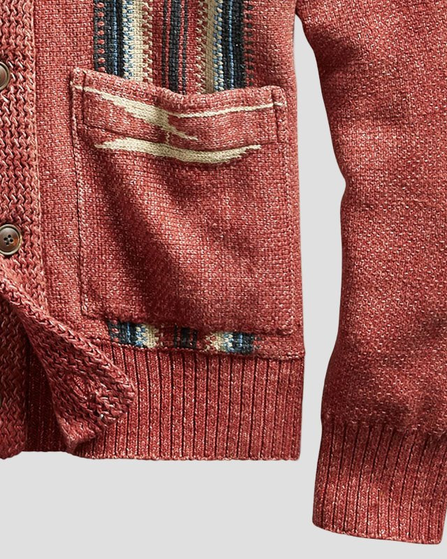 men Gebreide Adrian Vintage Jacquard Lapel Knit Cardigan Timeless Style, Cozy Comfort Vintage - - Cardigan - Concept Fashionlab
