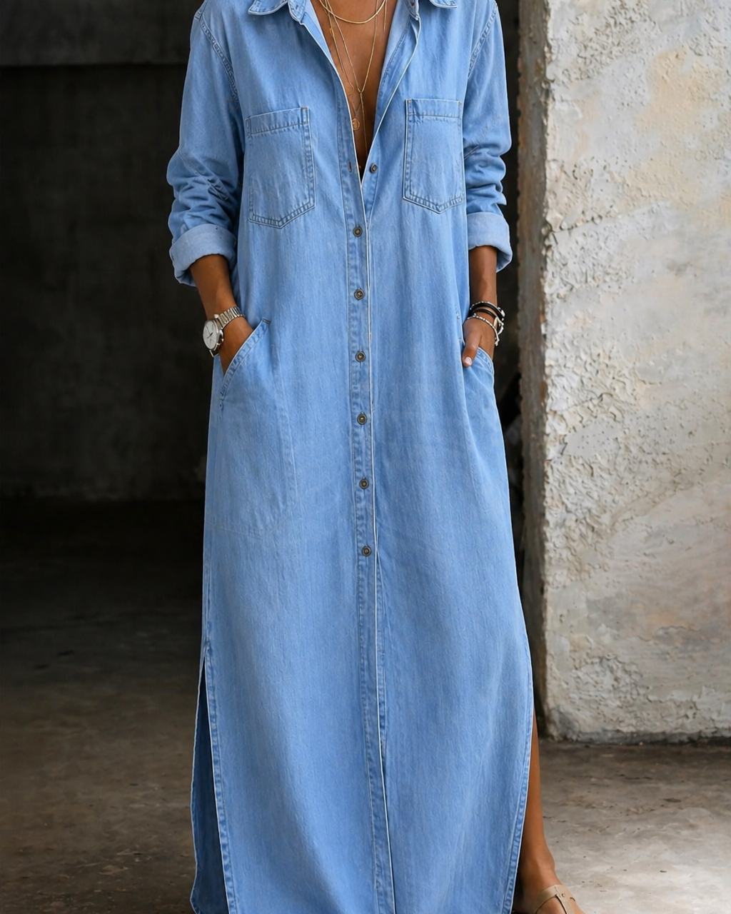 Delana | Button-Down-Kleid - Blau - Dress - Hazel & Mae