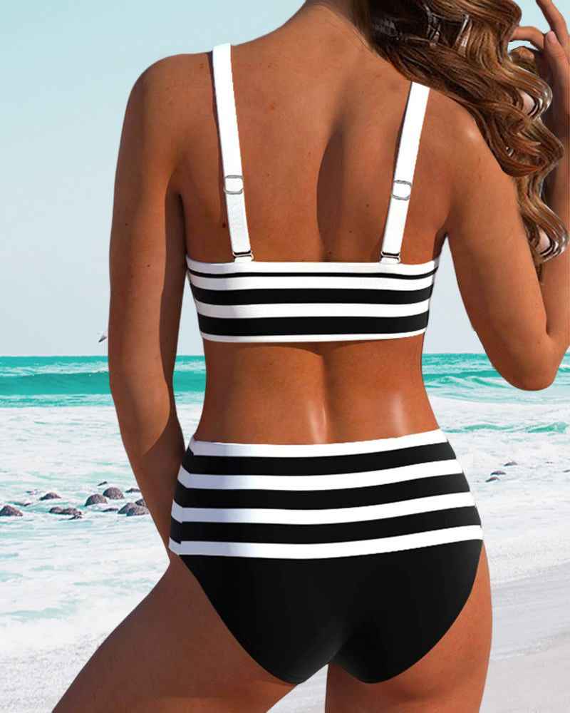 Muse® | Gestreifter Bikini mit hohem Bund