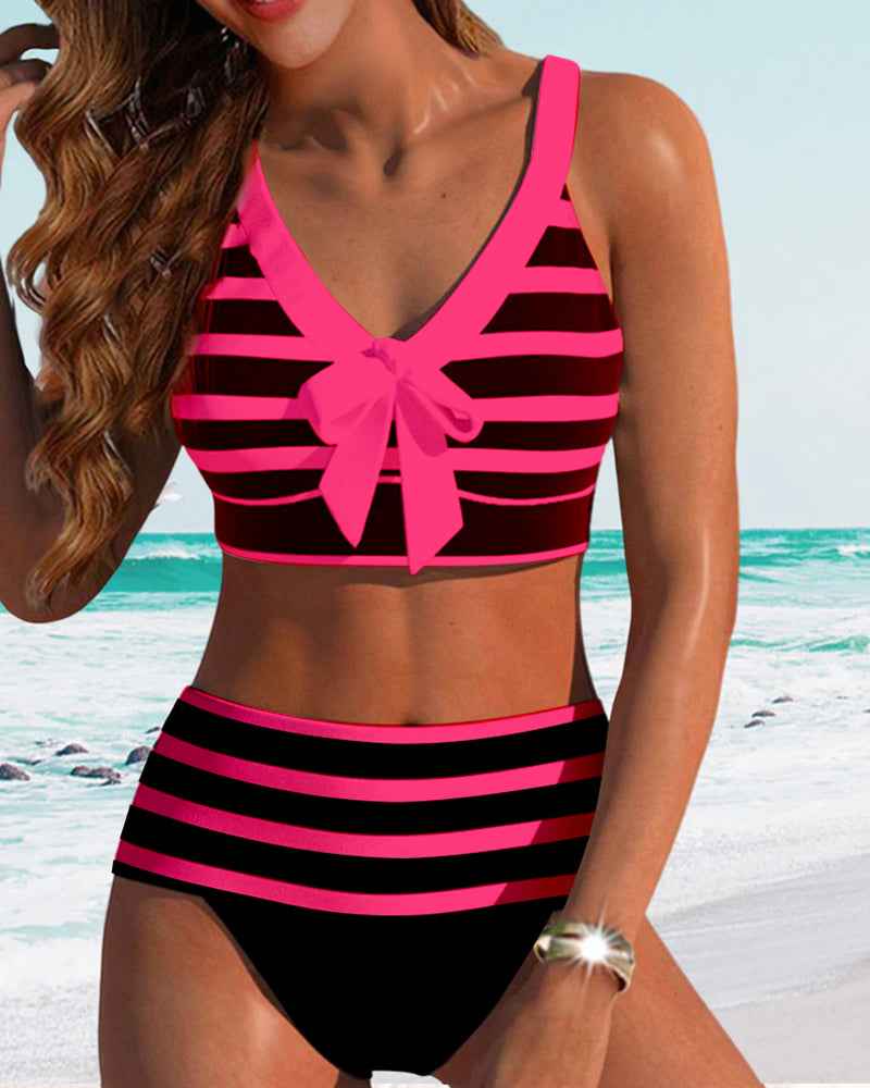 Muse® | Gestreifter Bikini mit hohem Bund