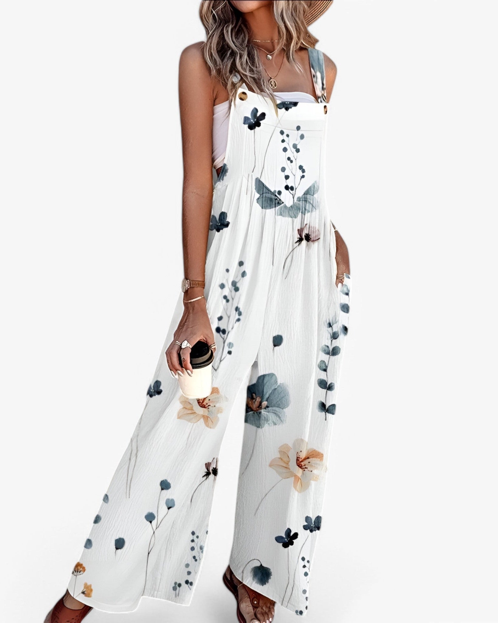 Ärmelloser Jumpsuit mit Blumenmuster Damen - - Jumpsuit - Concept Fashionlab