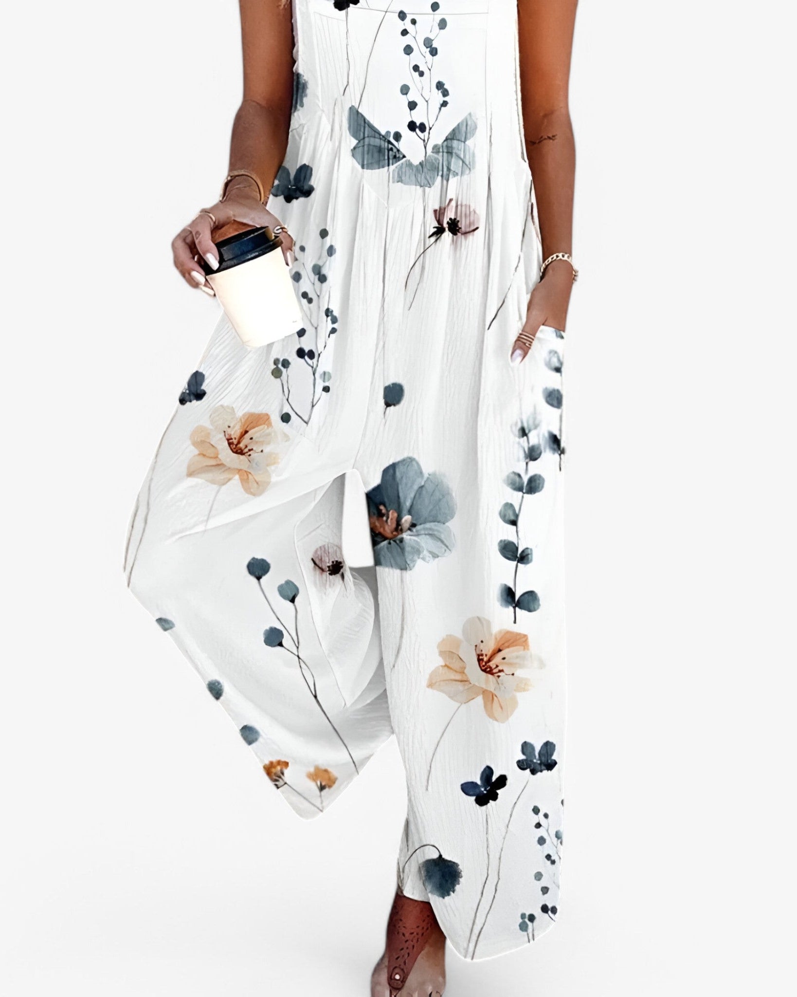 Ärmelloser Jumpsuit mit Blumenmuster Damen - - Jumpsuit - Concept Fashionlab