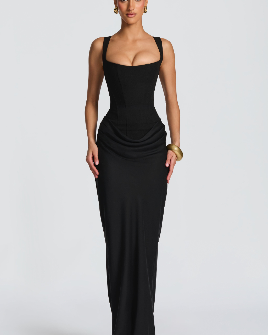 Hourglass Maxi Kleid — Skulpturierte Silhouette, Müheloser Stil - - Maxi Dress - Concept Fashionlab