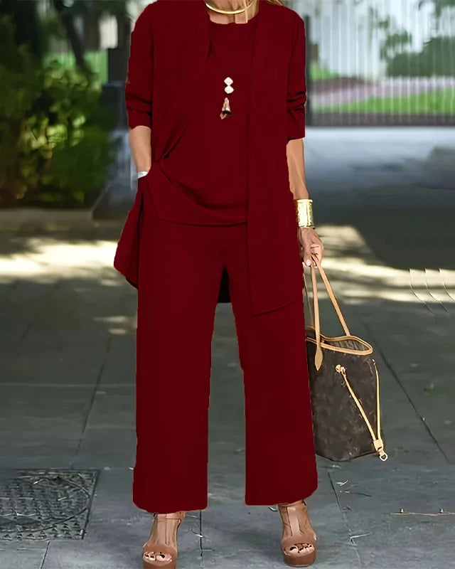 Kaevia™ – 3-teiliges Lounge-Set in lockerer Passform - Bordeaux - Sets - Anna & Rose Tampa
