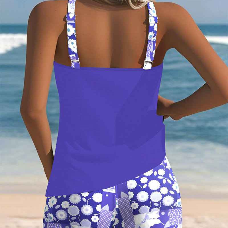 Colette | Schlanker Tanktop-Badeanzug mit einem bedruckten Boxer-Set