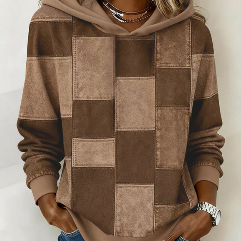 Schicker Hoodie mit kariertem Muster und langen Ärmeln Damen