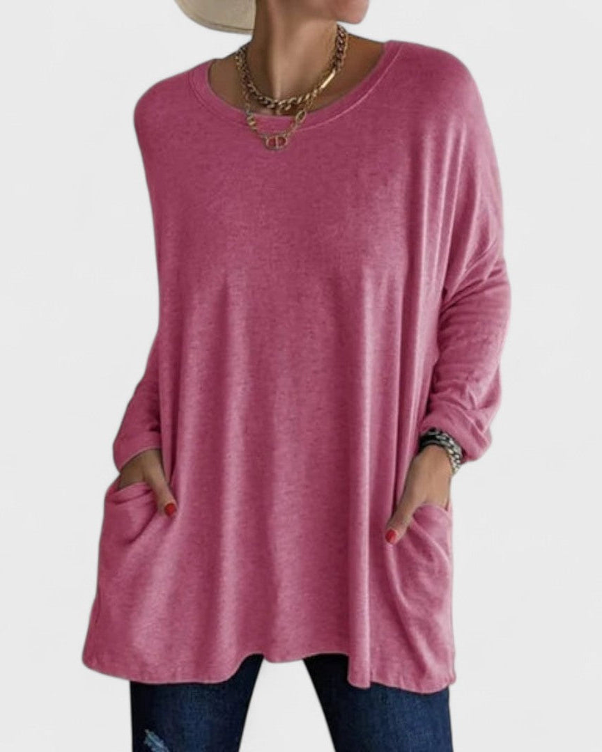 Bluse mit entspannter Passform Damen - Dunkelrosa - Damen > Blusen - Concept Fashionlab