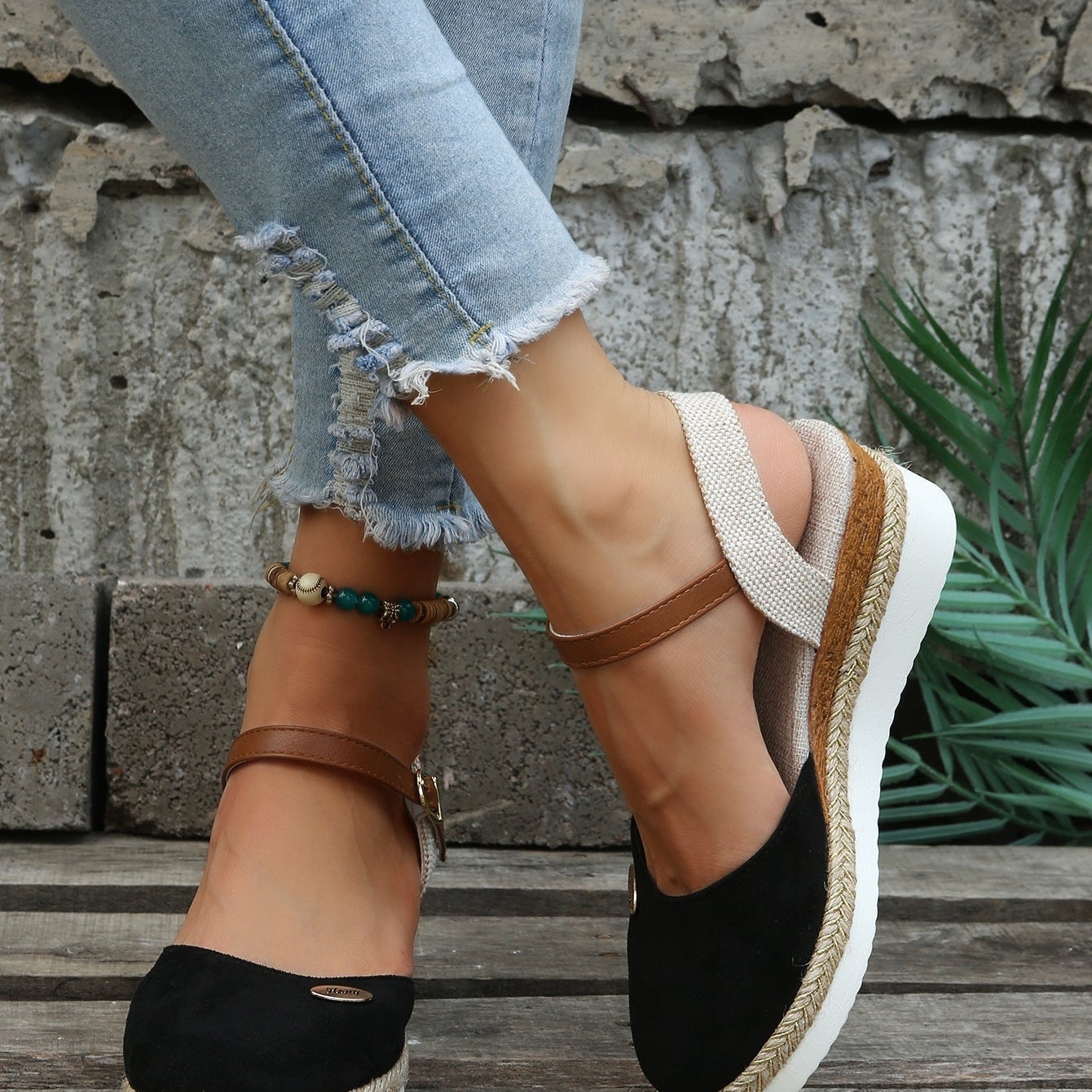 Damen Plateau-Espadrilles mit geschlossenen Zehen