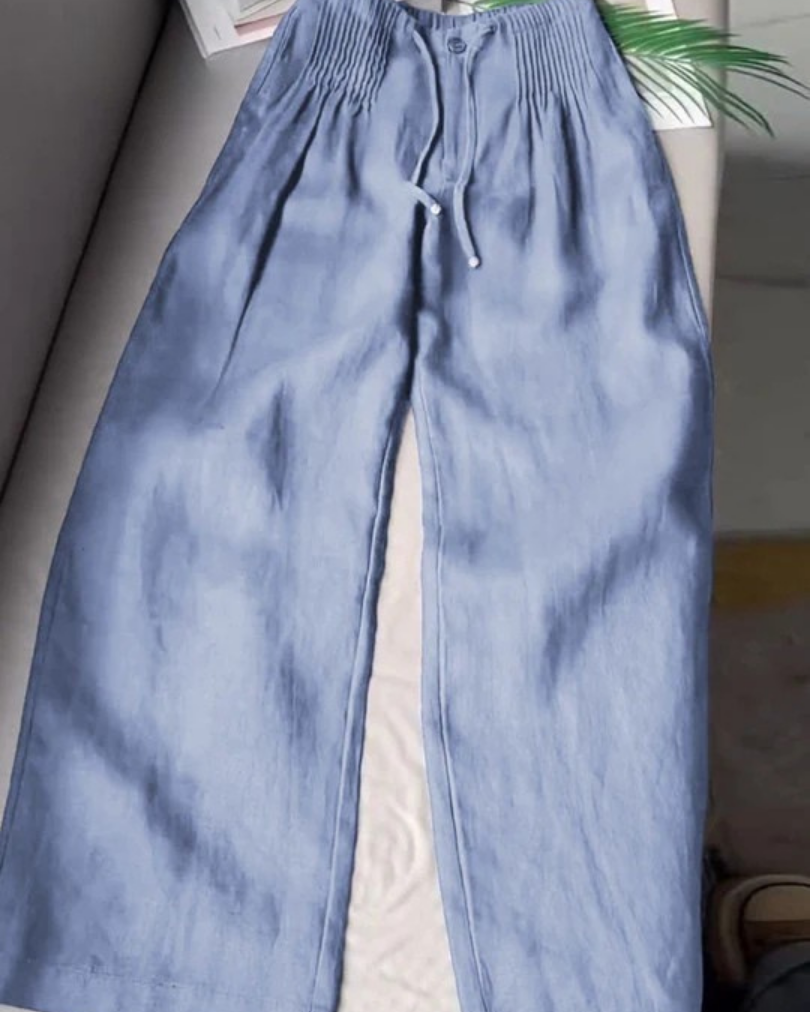 Effortless Relaxed Fit Wide-Leg Trousers - Blue - Pants - Concept Fashionlab