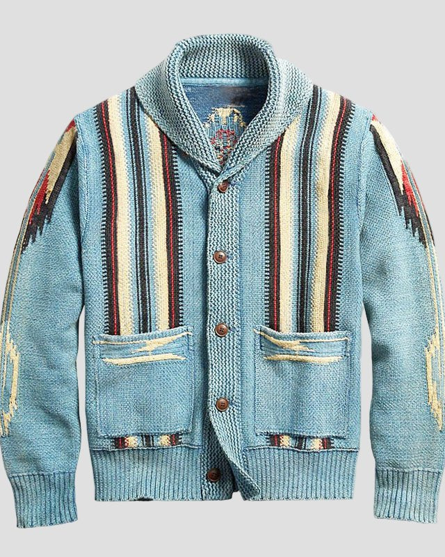men Gebreide Adrian Vintage Jacquard Lapel Knit Cardigan Timeless Style, Cozy Comfort Vintage - - Cardigan - Concept Fashionlab