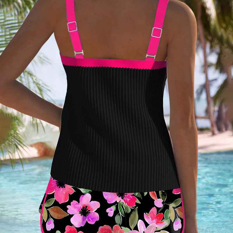 Maren Blütenprint Badeanzug-Tanktop mit passendem Boxer-Unterteil