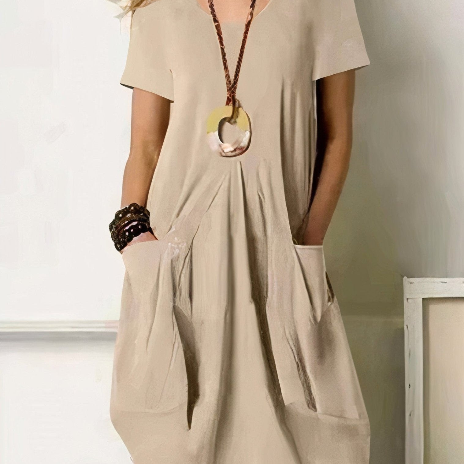 Kwani | Lässiges, fließendes Kleid - Beige - Default - Madison Boutique Savannah