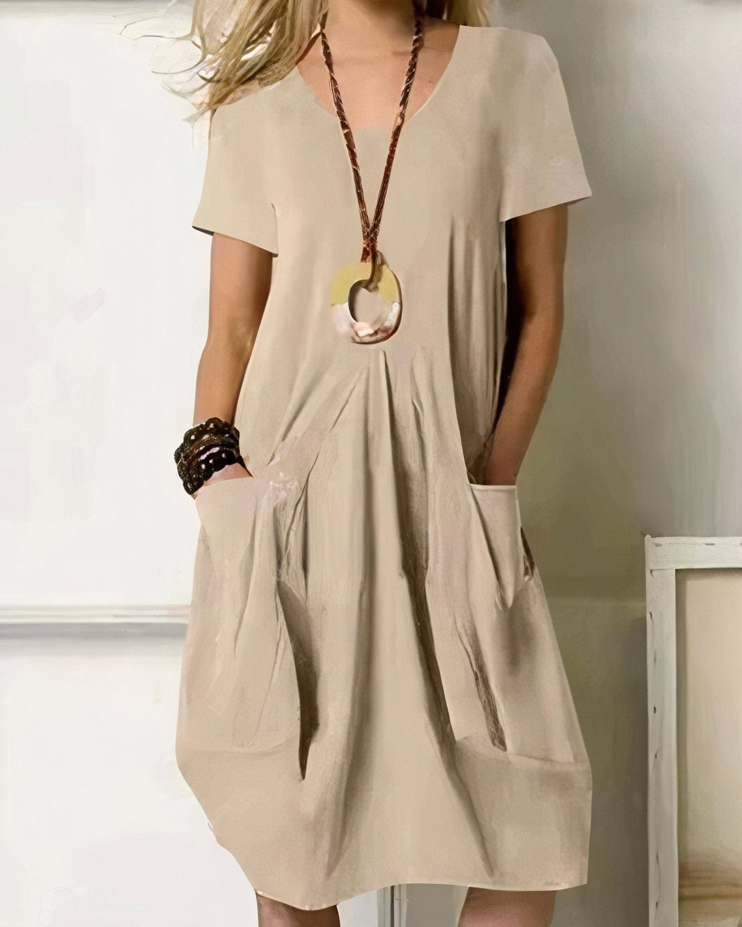 Kwani | Lässiges, fließendes Kleid - Beige - Default - Madison Boutique Savannah