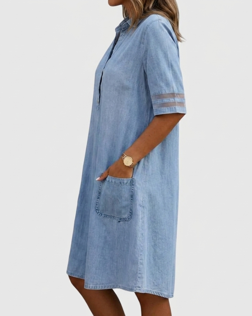 BRETAGNE | Figurschmeichelndes Jeanskleid - - Dresses - Ivy & Monroe New York