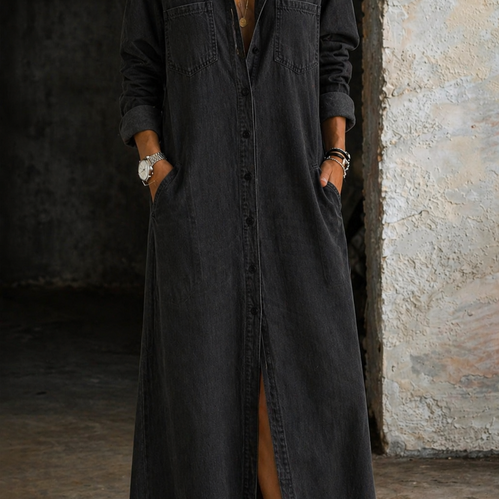Delana | Button-Down-Kleid - Schwarz - Dress - Hazel & Mae