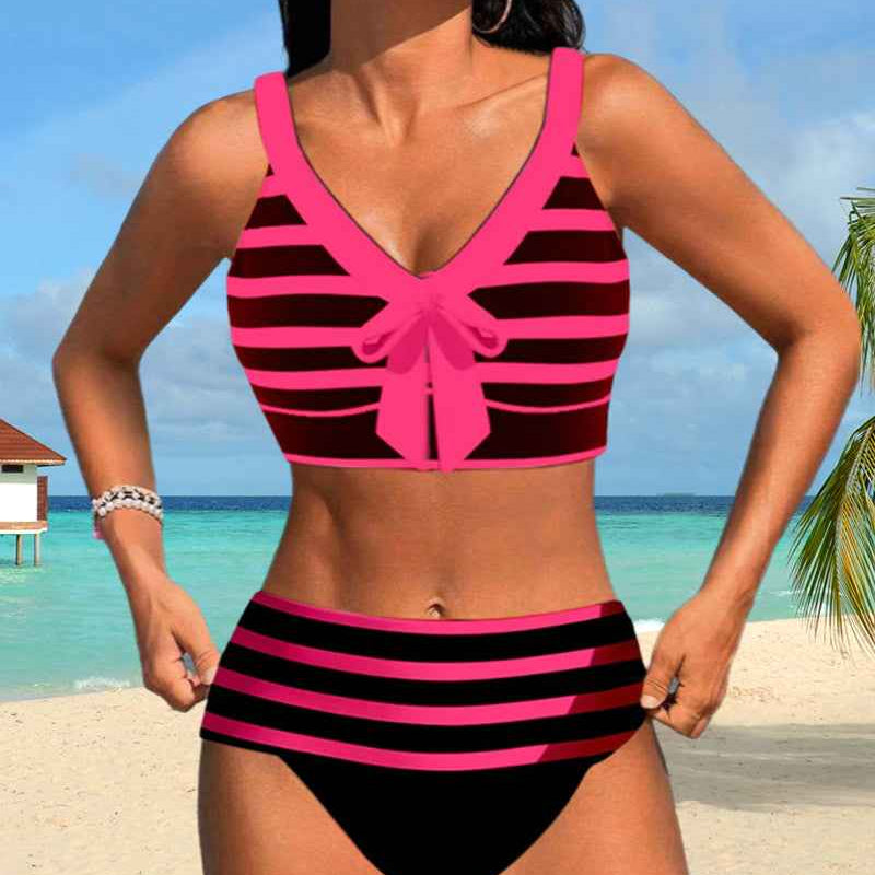 Muse® | Gestreifter Bikini mit hohem Bund