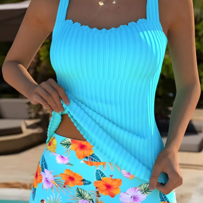 Damen Daniella Tropische Pflanzenmuster Tankini-Set – Leuchtende,