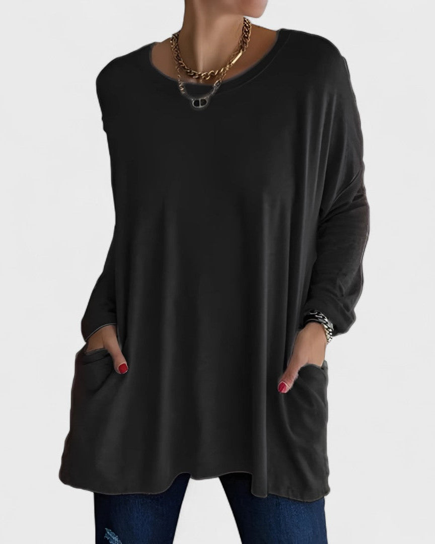 Bluse mit entspannter Passform Damen - Schwarz - Damen > Blusen - Concept Fashionlab