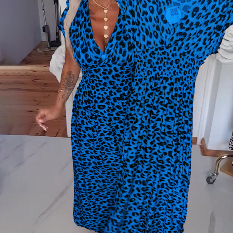 Schickes Kleid mit Leopardenmuster und schmeichelhaftem V-Ausschnitt Damen