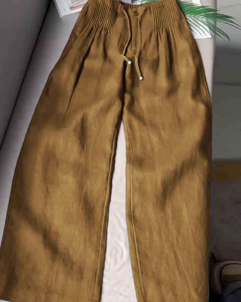 Effortless Relaxed Fit Wide-Leg Trousers - Khaki - Pants - Concept Fashionlab