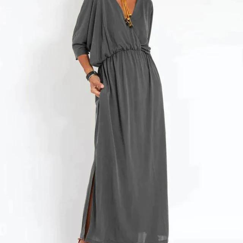 Adele – Vintage-Maxikleid - Grau - - Cow Clothing