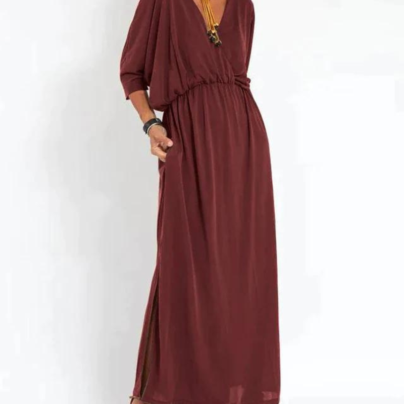 Adele – Vintage-Maxikleid - Rot - - Cow Clothing