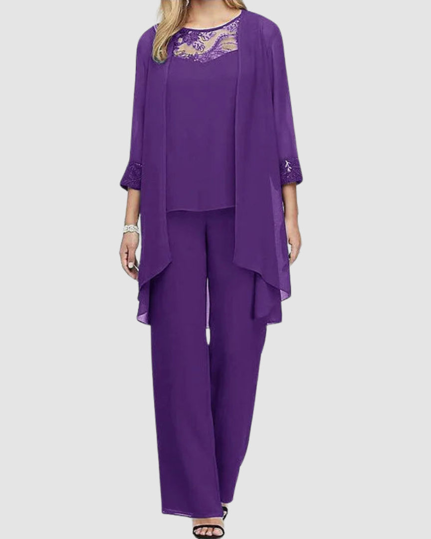 Elegantes 3-teiliges Ensemble - Lila - Three-Piece Set - Concept Fashionlab Boutique