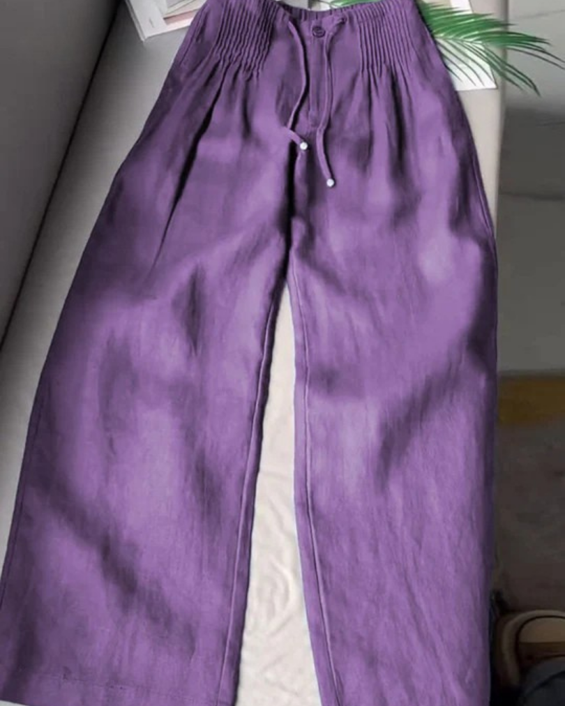 Effortless Relaxed Fit Wide-Leg Trousers - Purple - Pants - Concept Fashionlab