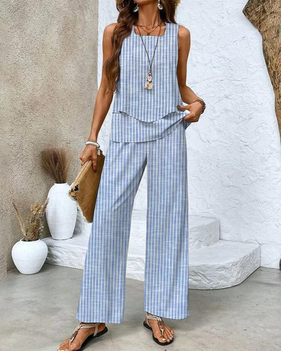 Nora™ – Elegantes zweiteiliges Sommerset - Gestreift - - Cow Clothing