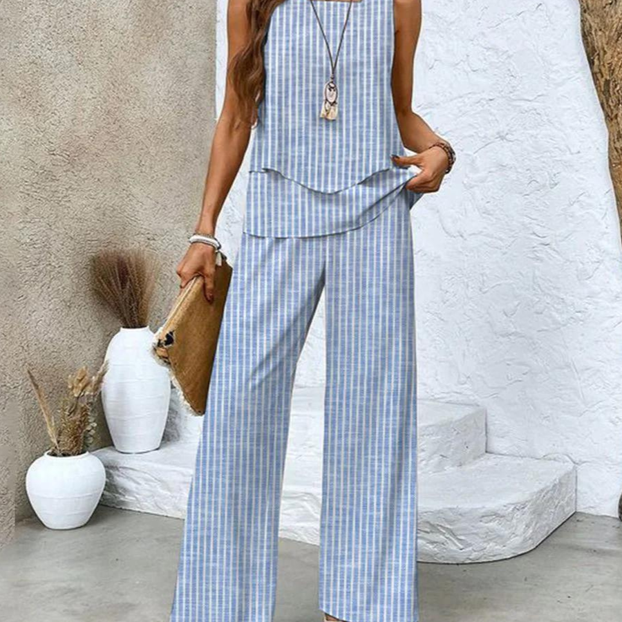 Nora™ – Elegantes zweiteiliges Sommerset - Gestreift - - Cow Clothing