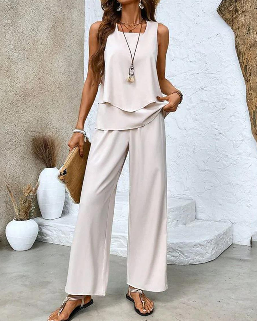 Nora™ – Elegantes zweiteiliges Sommerset - Khaki - - Cow Clothing